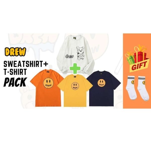 Drew Pack: Sweatshirt (A14) + T-Shirt (A43) + FREE Socks